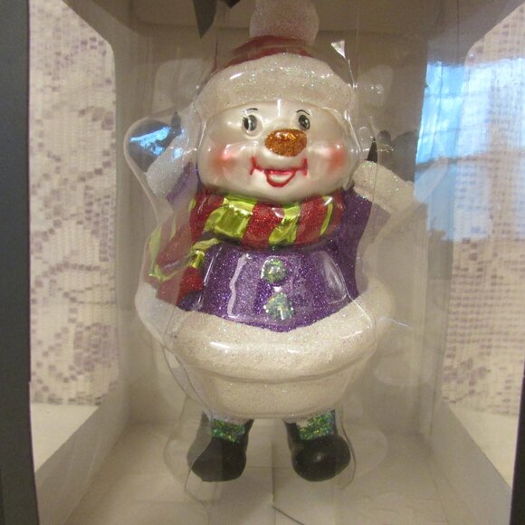 Celebrations By Radko Hand Crafted Glass Snowman Ornament 2012 Purple - Picture 2 of 9